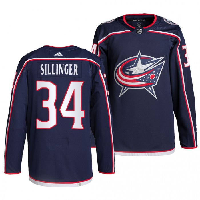 2021 NHL Draft Cole Sillinger Blue Jackets #34 Navy Jersey