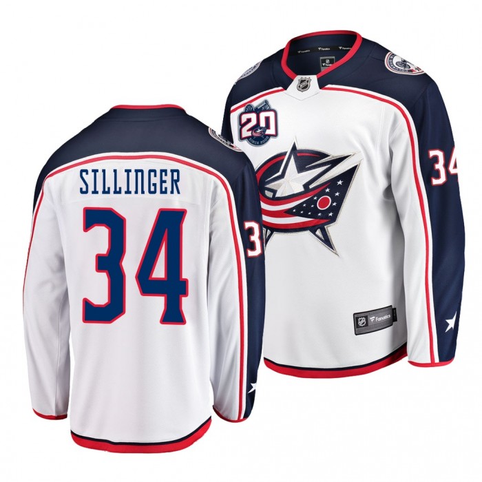 2021 NHL Draft Cole Sillinger Blue Jackets #34 White Jersey