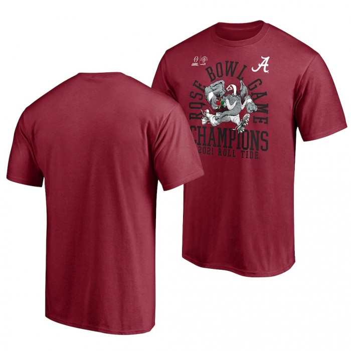 Alabama Crimson Tide Alabama Crimson Tide Crimson 2021 Rose Bowl Champions College Football Playoff T-Shirt