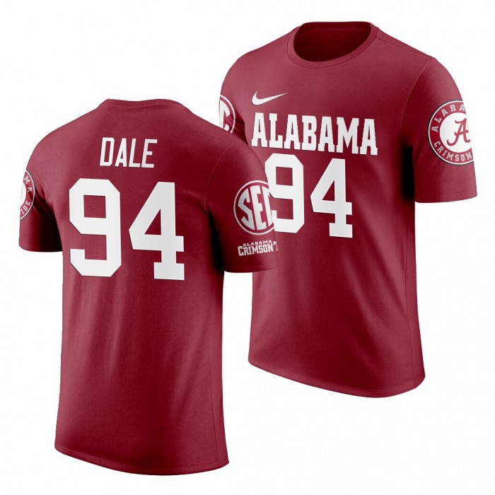 Alabama Crimson Tide D.J. Dale Crimson 2019 Name And Number NCAA Football T-Shirt