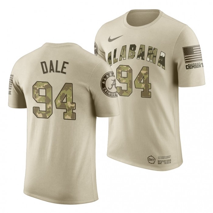 Alabama Crimson Tide D.J. Dale Oatmeal Desert Camo 2019 OHT Military Appreciation NCAA Football T-Shirt