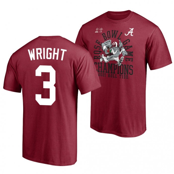 Alabama Crimson Tide Alabama Crimson Tide Daniel Wright Crimson 2021 Rose Bowl Champions College Football Playoff T-Shirt