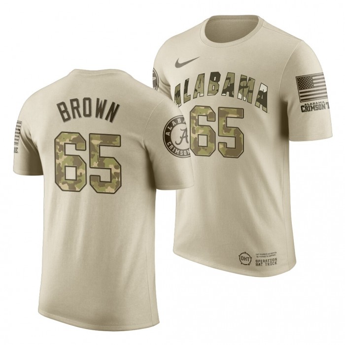 Alabama Crimson Tide Deonte Brown Oatmeal Desert Camo 2019 OHT Military Appreciation NCAA Football T-Shirt