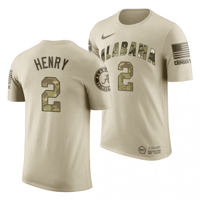 Alabama Crimson Tide Derrick Henry Oatmeal History Player 2019 OHT Military Appreciation NCAA Football T-Shirt