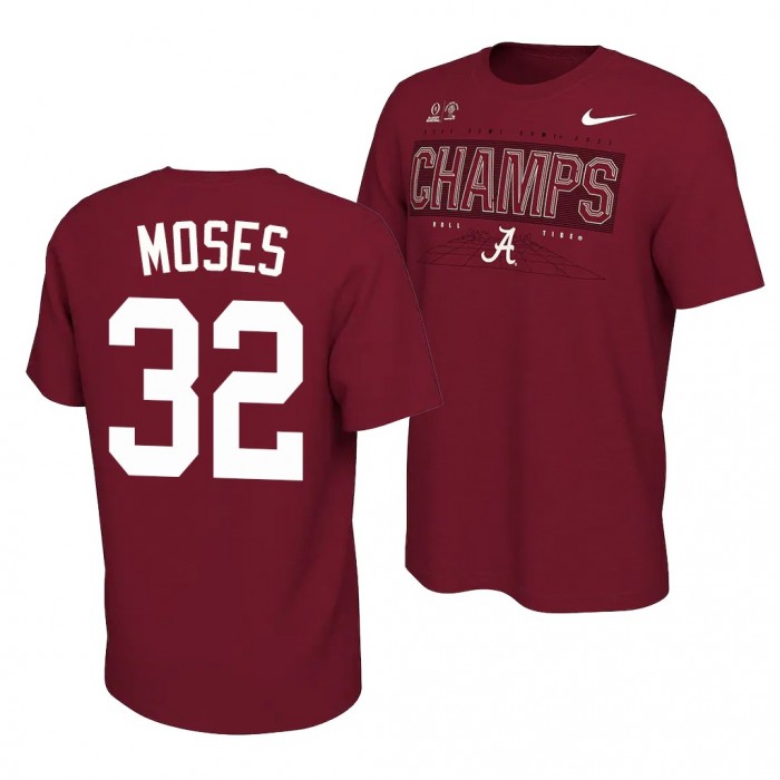 Alabama Crimson Tide Alabama Crimson Tide Dylan Moses Crimson 2021 Rose Bowl Champions College Football Playoff T-Shirt