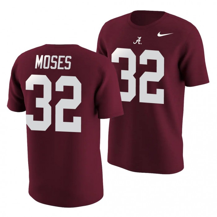 Alabama Crimson Tide Dylan Moses Crimson College Football For Men Name & Number T-Shirt