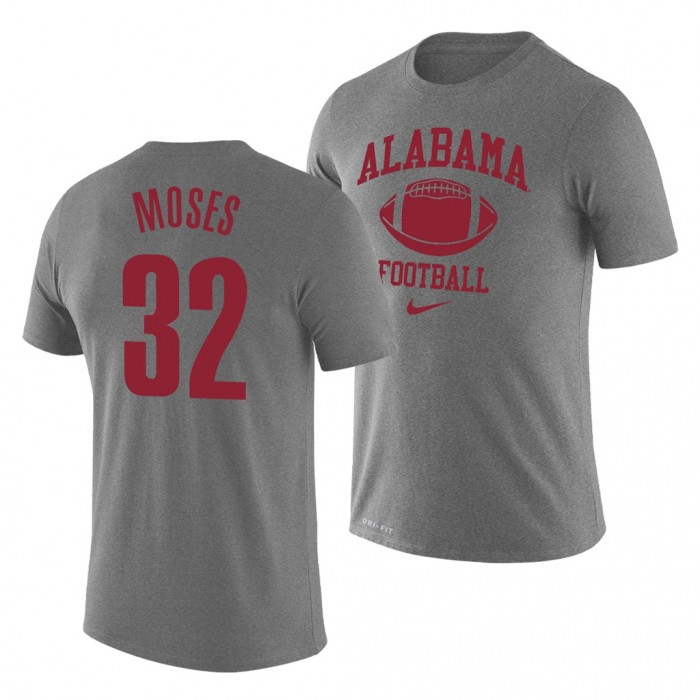 Alabama Crimson Tide Alabama Crimson Tide Dylan Moses Heathered Gray Retro Football Legend Performance T-Shirt