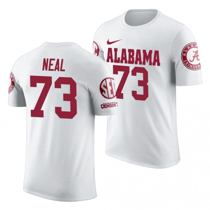 Alabama Crimson Tide Evan Neal White 2019 Team Logo NCAA Football T-Shirt