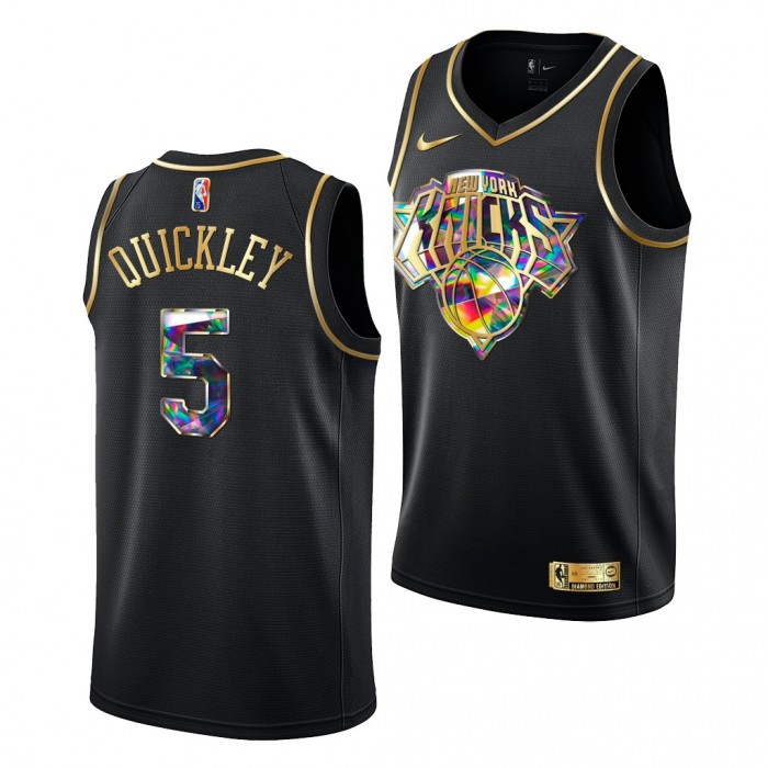 2020 NBA Draft Immanuel Quickley Knicks Diamond Logo Jersey Black #5
