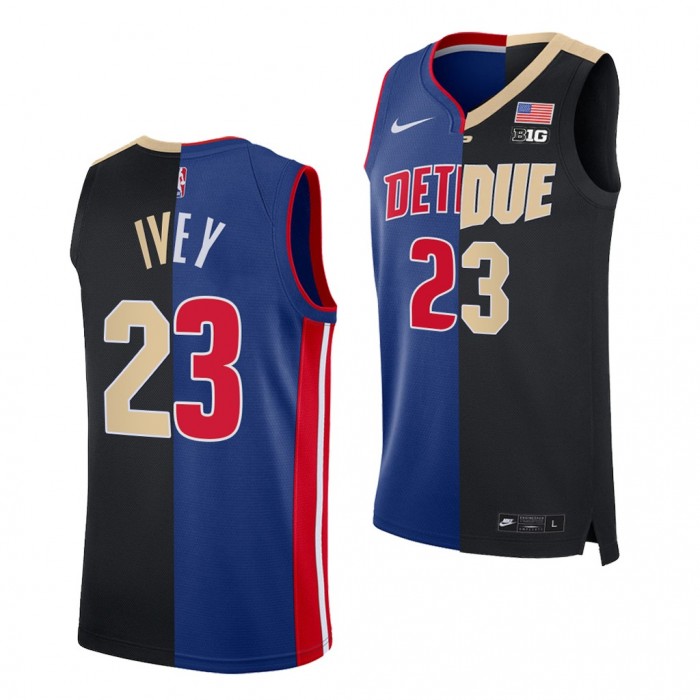 2022 NBA Draft Jaden Ivey #23 Pistons X Purdue Blue Black Split Edition Jersey