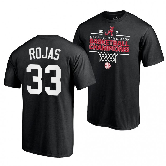 Alabama Crimson Tide Alabama Crimson Tide James Rojas Black 2021 SEC For Men Basketball Regular Season Champions T-Shirt
