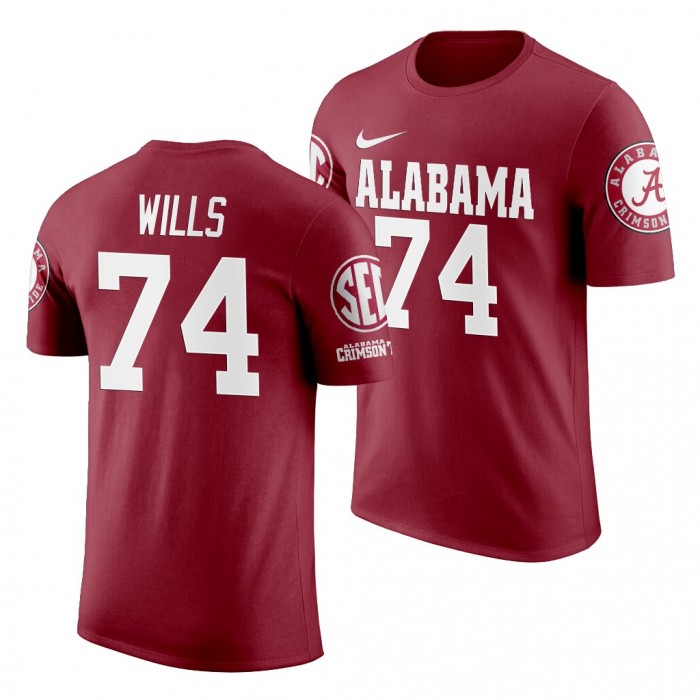 Alabama Crimson Tide Jedrick Wills Crimson 2019 Name And Number NCAA Football T-Shirt