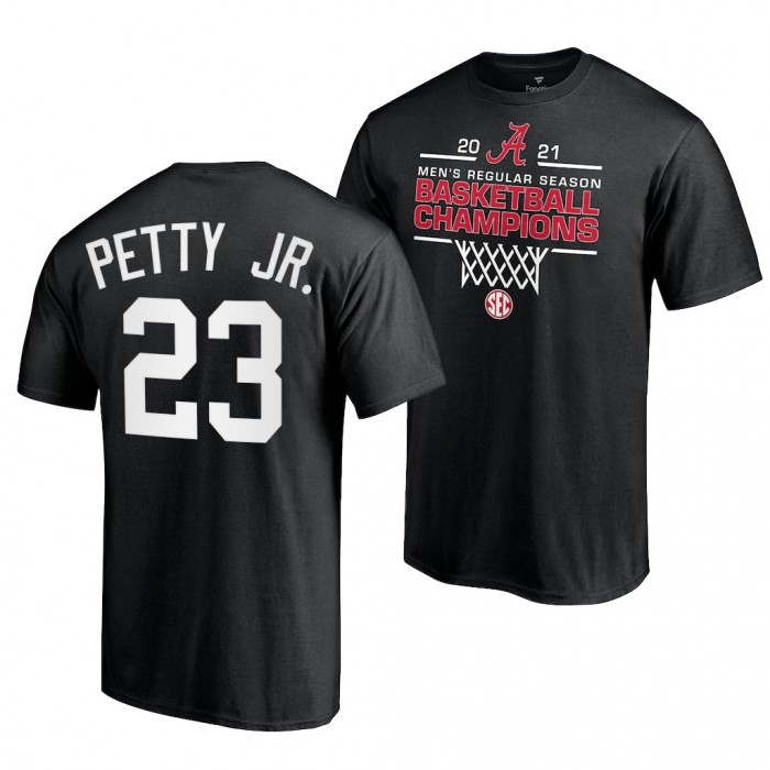 Alabama Crimson Tide Alabama Crimson Tide John Petty Jr. Black 2021 SEC For Men Basketball Regular Season Champions T-Shirt