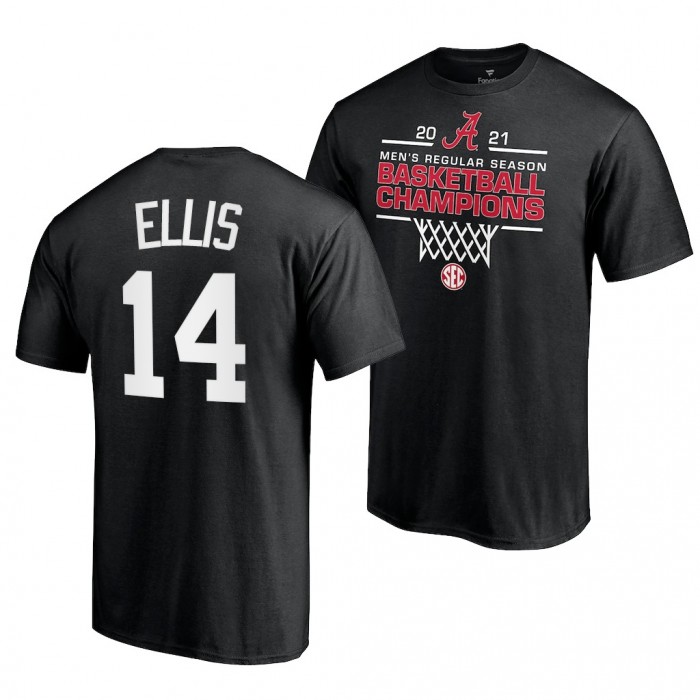 Alabama Crimson Tide Alabama Crimson Tide Keon Ellis Black 2021 SEC For Men Basketball Regular Season Champions T-Shirt