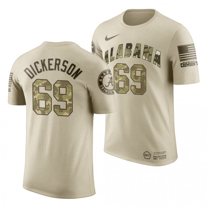 Alabama Crimson Tide Landon Dickerson Oatmeal Desert Camo 2019 OHT Military Appreciation NCAA Football T-Shirt