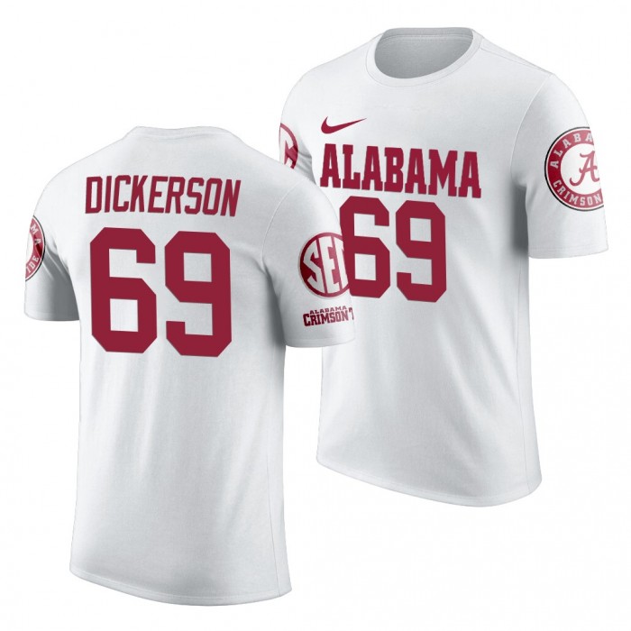 Alabama Crimson Tide Landon Dickerson White 2019 Team Logo NCAA Football T-Shirt