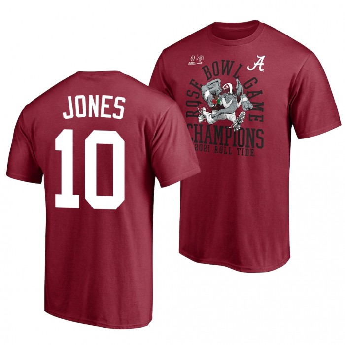 Alabama Crimson Tide Alabama Crimson Tide Mac Jones Crimson 2021 Rose Bowl Champions College Football Playoff T-Shirt