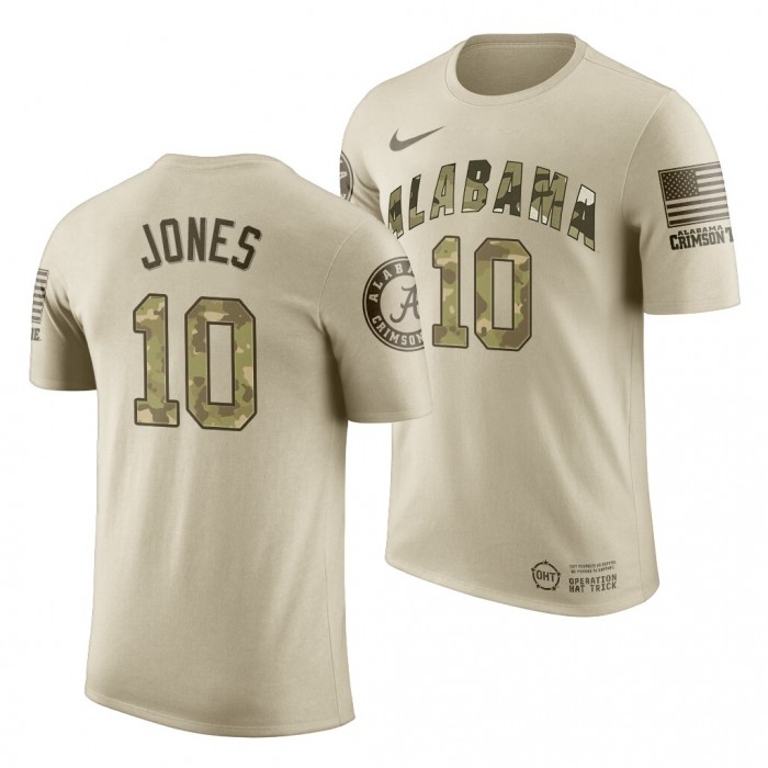 Alabama Crimson Tide Mac Jones Oatmeal Desert Camo 2019 OHT Military Appreciation NCAA Football T-Shirt