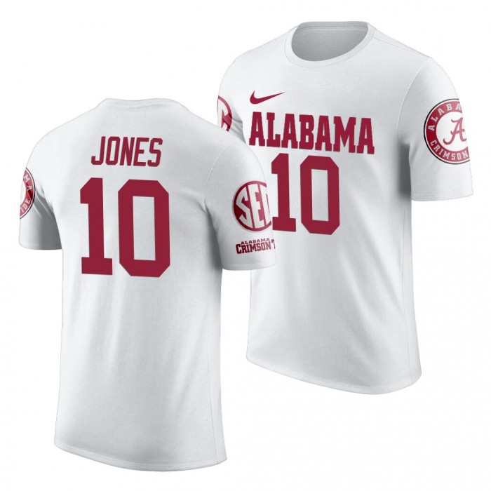 Alabama Crimson Tide Mac Jones White 2019 Team Logo NCAA Football T-Shirt