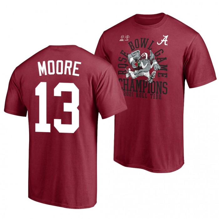 Alabama Crimson Tide Alabama Crimson Tide Malachi Moore Crimson 2021 Rose Bowl Champions College Football Playoff T-Shirt