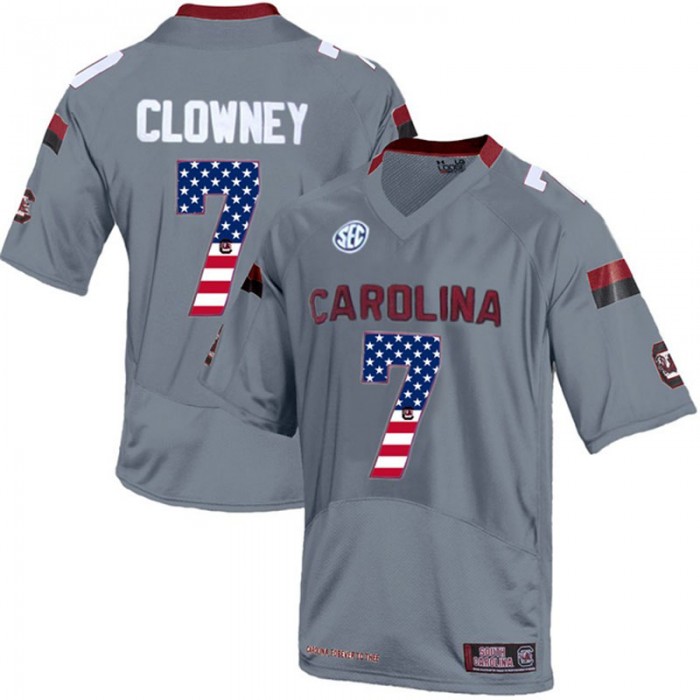 2017 US Flag Fashion Male South Carolina Gamecocks Jadeveon Clowney Gray College Football Limited Jersey