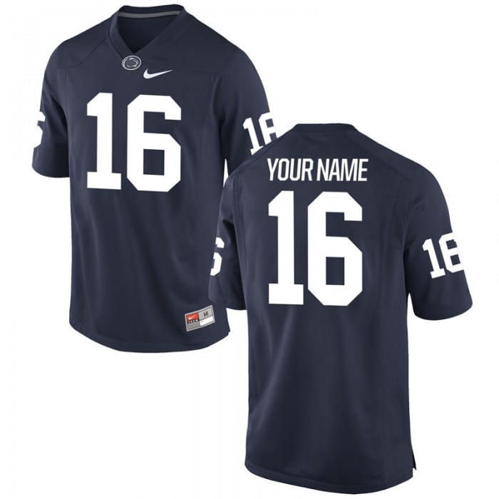 #16 For Men Nittany Lions Navy Custom College Football Jersey