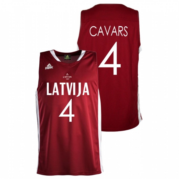 3x3-Latvia Basketball Agnis Cavars Red 2021 Tokyo Olymipcs First Gold Medal Jersey