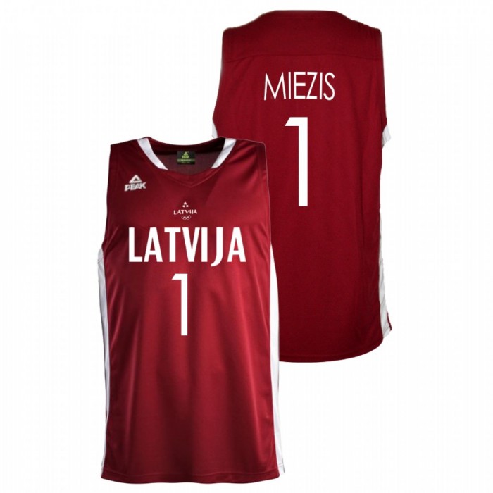 3x3-Latvia Basketball Nauris Miezis Red 2021 Tokyo Olymipcs First Gold Medal Jersey