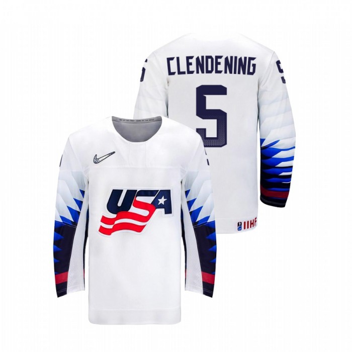 Adam Clendening USA Team 2021 IIHF World Championship White Home Jersey