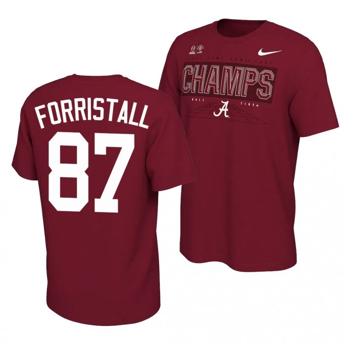 Alabama Crimson Tide Alabama Crimson Tide Miller Forristall Crimson 2021 Rose Bowl Champions College Football Playoff T-Shirt