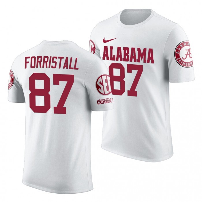 Alabama Crimson Tide Miller Forristall White 2019 Team Logo NCAA Football T-Shirt