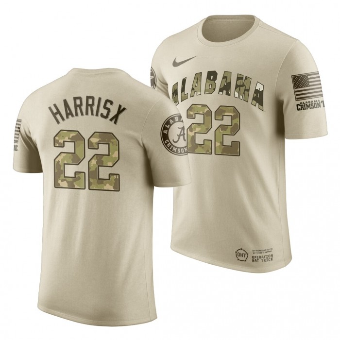 Alabama Crimson Tide Najee Harris Oatmeal Desert Camo 2019 OHT Military Appreciation NCAA Football T-Shirt