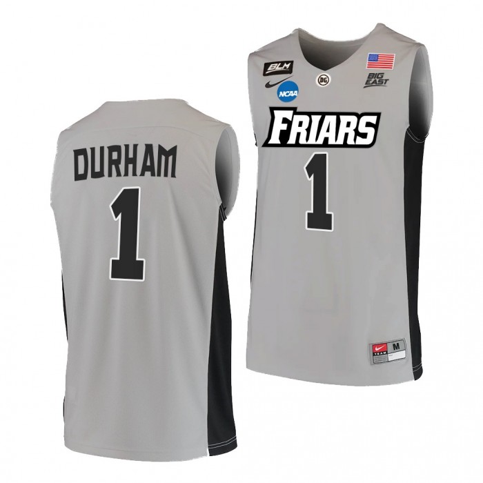 Al Durham Providence Friars 2022 NCAA March Madness Grey BLM Basketball Jersey #1
