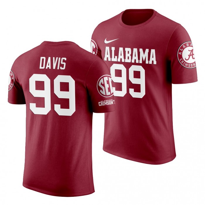 Alabama Crimson Tide Raekwon Davis Crimson 2019 Name And Number NCAA Football T-Shirt