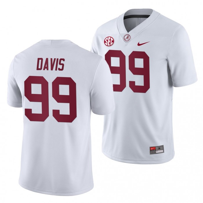 Alabama Crimson Tide Raekwon Davis #99 White 2019 Away Game Jersey-NCAA Football