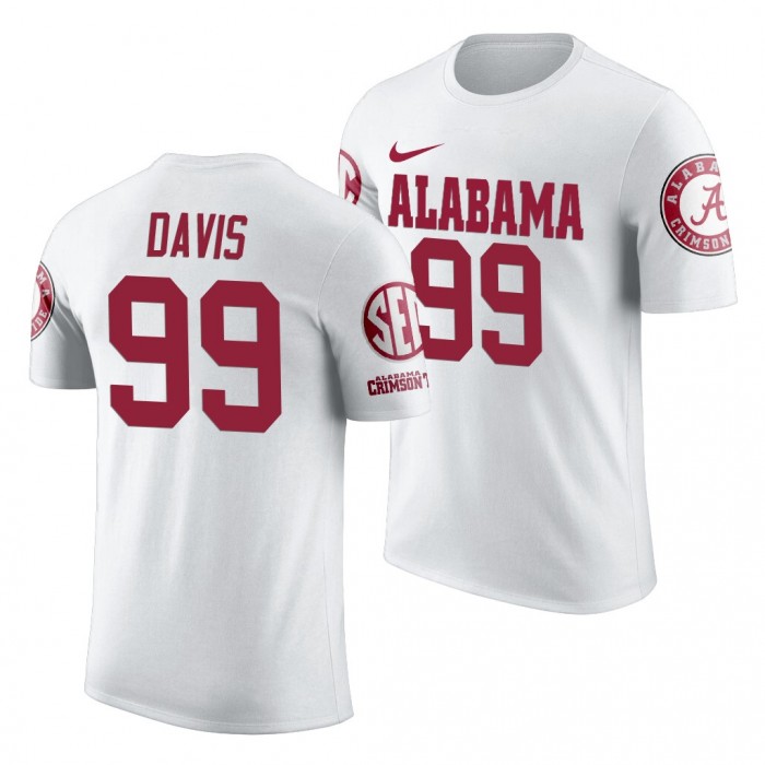 Alabama Crimson Tide Raekwon Davis White 2019 Team Logo NCAA Football T-Shirt