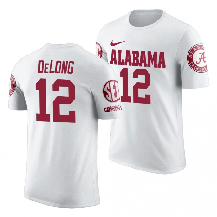 Alabama Crimson Tide Skyer Delong White 2019 Team Logo NCAA Football T-Shirt