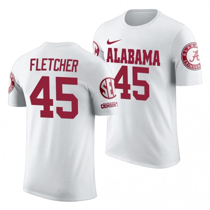 Alabama Crimson Tide Thomas Fletcher White 2019 Team Logo NCAA Football T-Shirt
