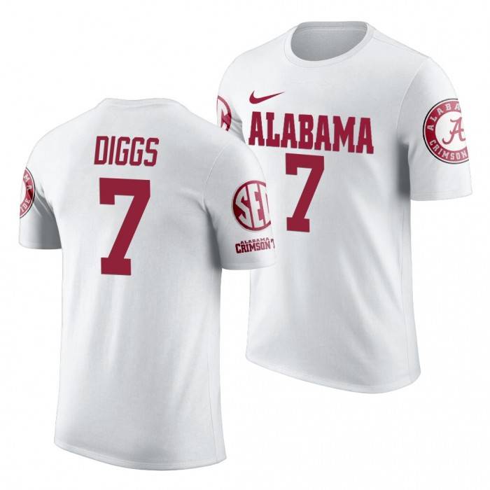 Alabama Crimson Tide Trevon Diggs White 2019 Team Logo NCAA Football T-Shirt