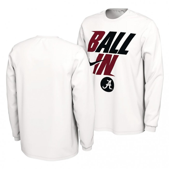 Alabama Crimson Tide White 2022 NCAA March Madness Ball In Bench T-Shirt