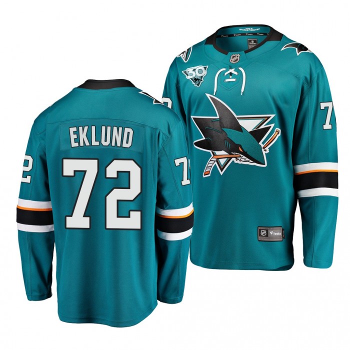 2021 NHL Draft William Eklund Sharks Jersey Teal