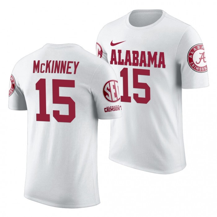 Alabama Crimson Tide Xavier McKinney White 2019 Team Logo NCAA Football T-Shirt