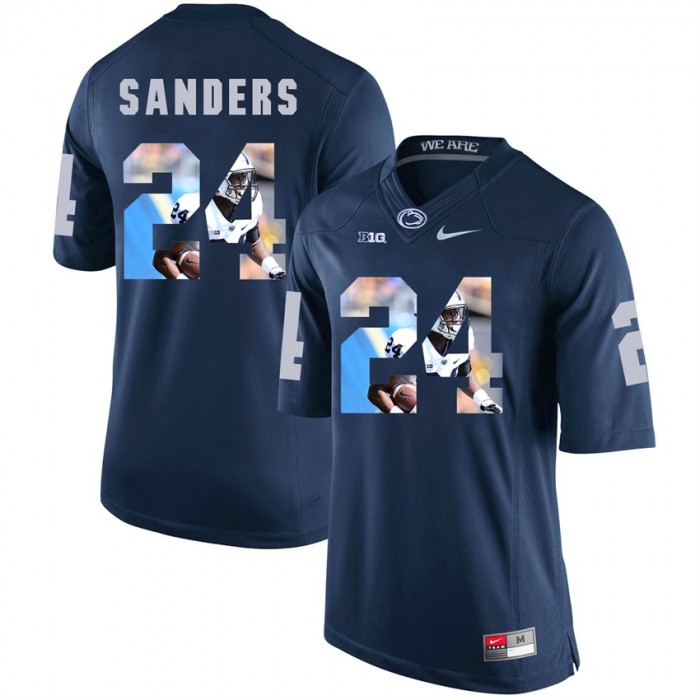 Penn State Nittany Lions Football Navy College Miles Sanders Jersey
