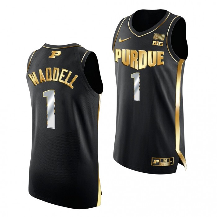 Brian Waddell Purdue Boilermakers Black Jersey 2021-22 Golden Edition Authentic Basketball Shirt