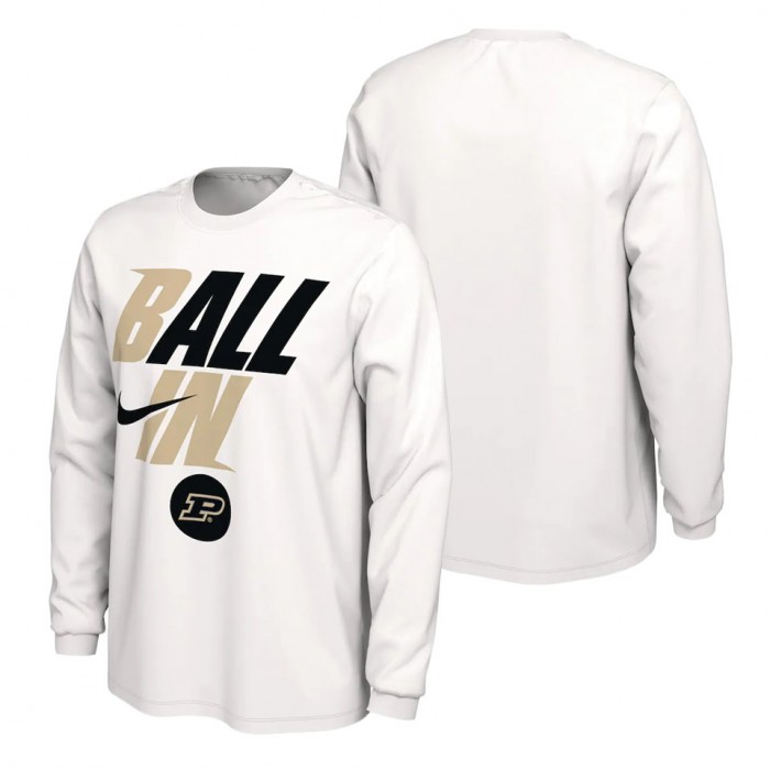 Purdue Boilermakers Nike Ball In Bench Long Sleeve T-Shirt White