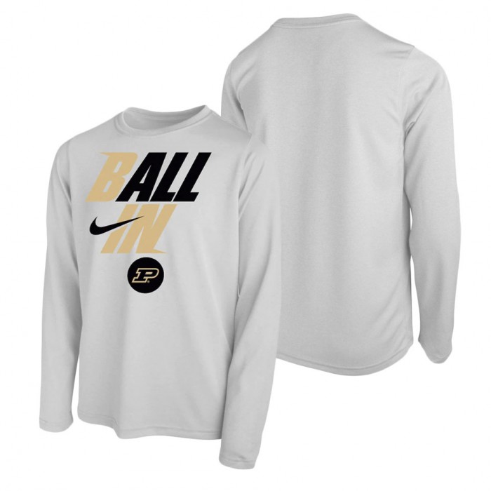 Purdue Boilermakers Nike Youth Ball In Bench Long Sleeve T-Shirt White