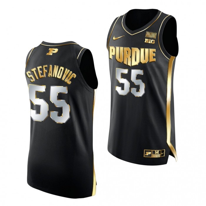 Sasha Stefanovic Purdue Boilermakers Black Jersey 2021-22 Golden Edition Authentic Basketball Shirt