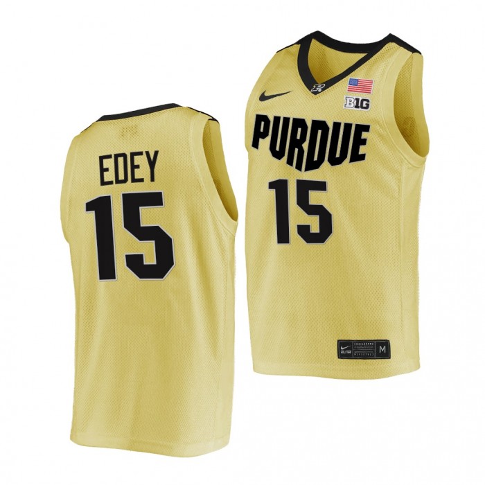 Purdue Boilermakers Zach Edey #15 Gold Top Overall Seed Jersey 2021-22 College Basketball