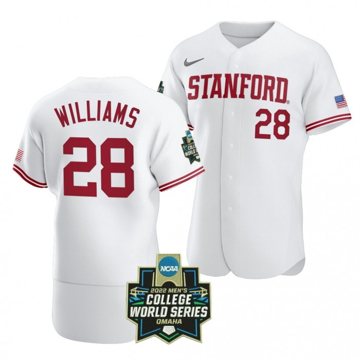 2022 College World Series Stanford Cardinal Alex Williams #28 White Authentic Jersey Men