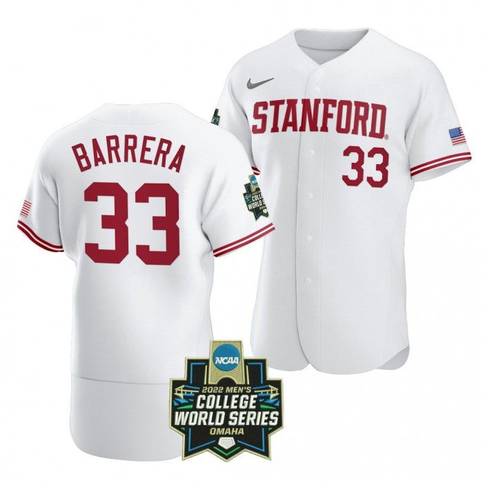 2022 College World Series Stanford Cardinal Brett Barrera #33 White Authentic Jersey Men